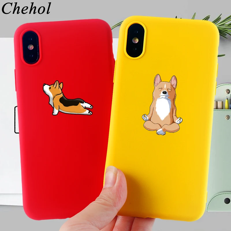 Телефонные чехлы Corgi для iPhone 12 11 Pro 8 7 6s Plus X XS MAX XR милый мультяшный чехол Мягкий
