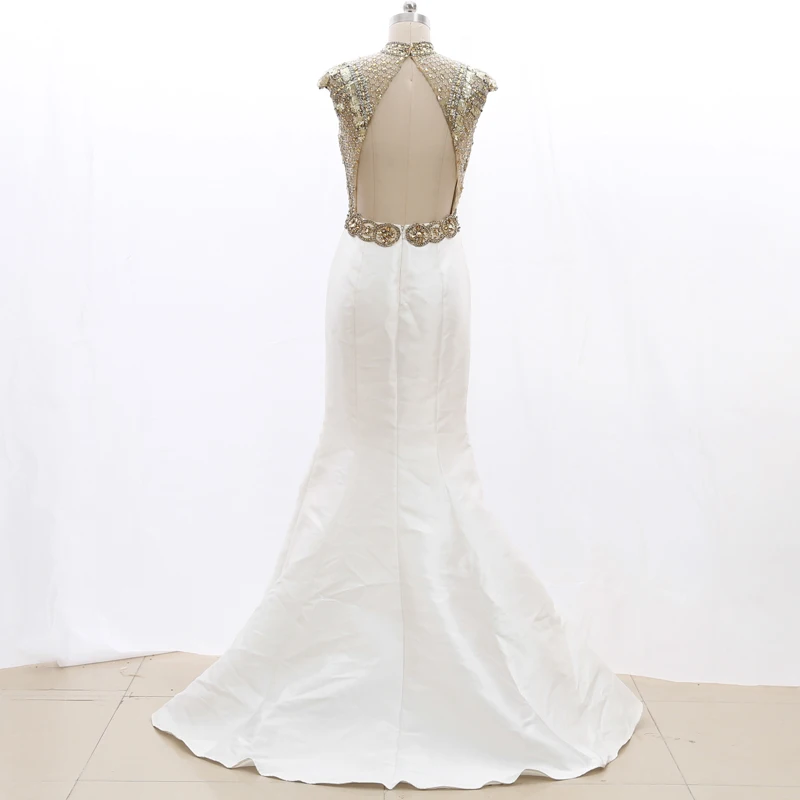 Kisswhite Bridal Stock Clean High Neck Prom Evening Dresses Long Gold Beads Mermaid One Instock 20210223-011