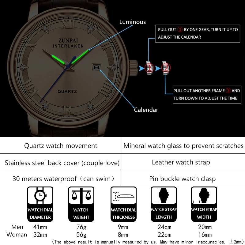 Часы WISHDOIT Мужские Наручные с хронографом водонепроницаемые кожаным ремешком |