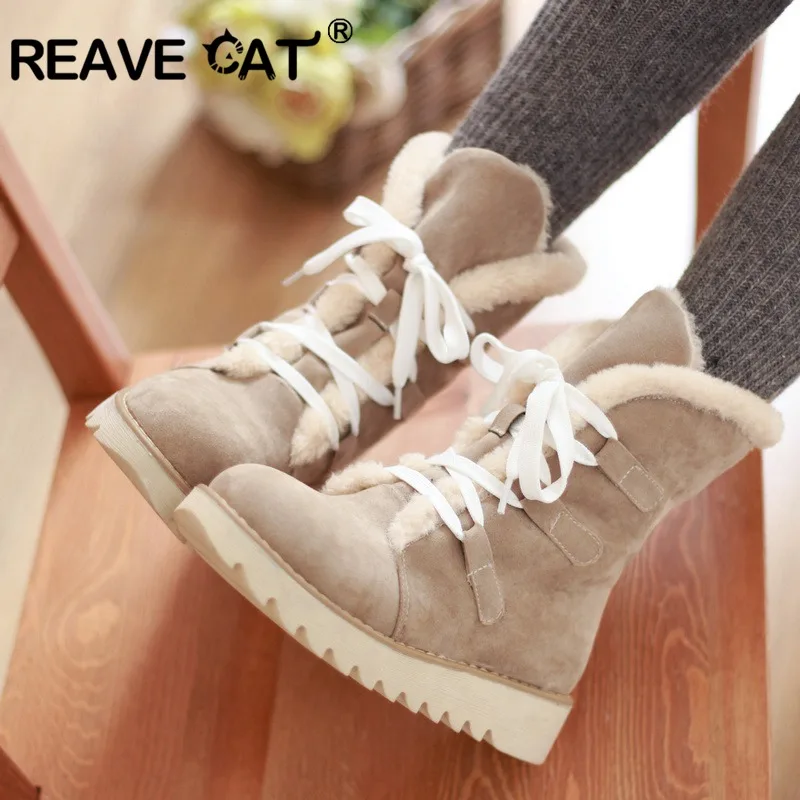 Женские теплые сапоги на танкетке REAVE CAT зимние австралийские до середины икры со