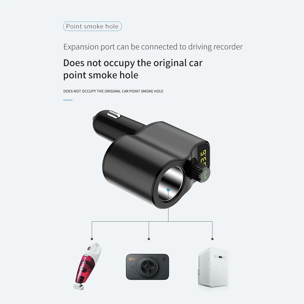 

Car Bluetooth Audio Adapter Bluetooth 5.0 MP3 Player 3USB Port Cigarette Lighter Power Supply Fast Charging Can Receive Calls