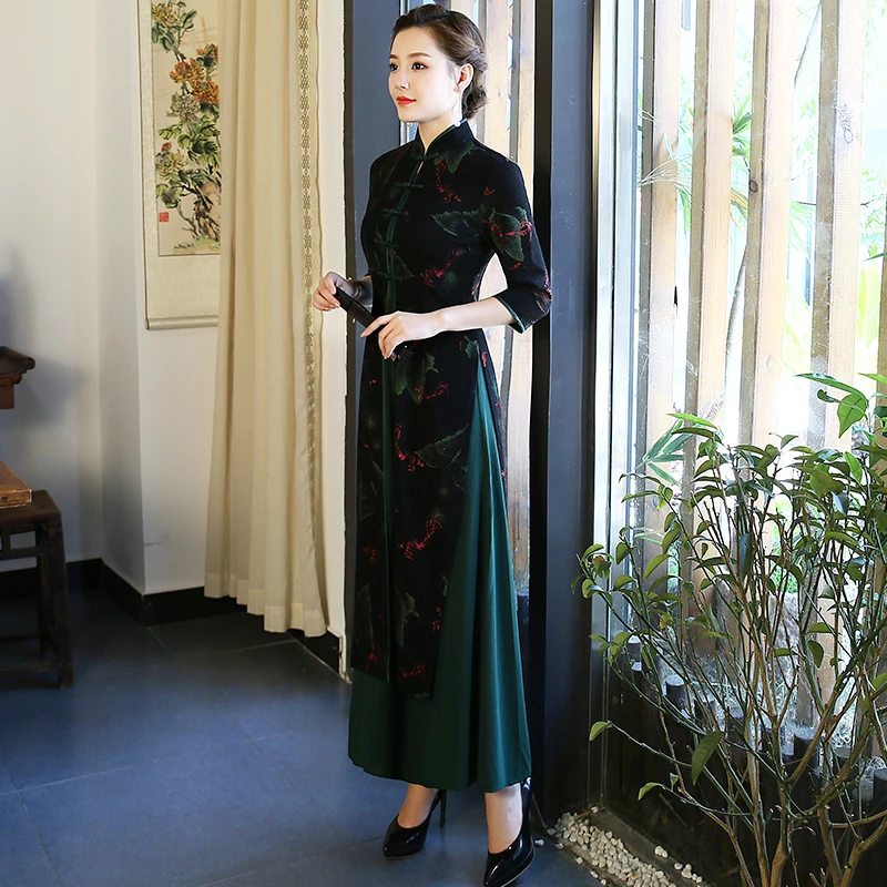 Длинное платье aodai, вьетнамское платье для женщин, традиционная одежда, платье ao dai, восточное платье, китайское платье, Ципао, чонсам - Цвет: color2