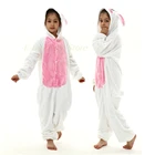 Пижама-Кигуруми для девочек, теплый комбинезон с капюшоном, с мультяшным Кроликом, розового и белого цветов, ночное белье для подростков