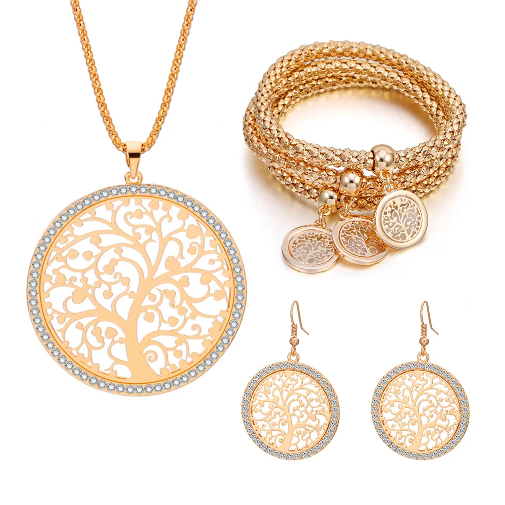 Роскошный женский комплект ювелирных изделий длинное ожерелье 3 шт. браслет