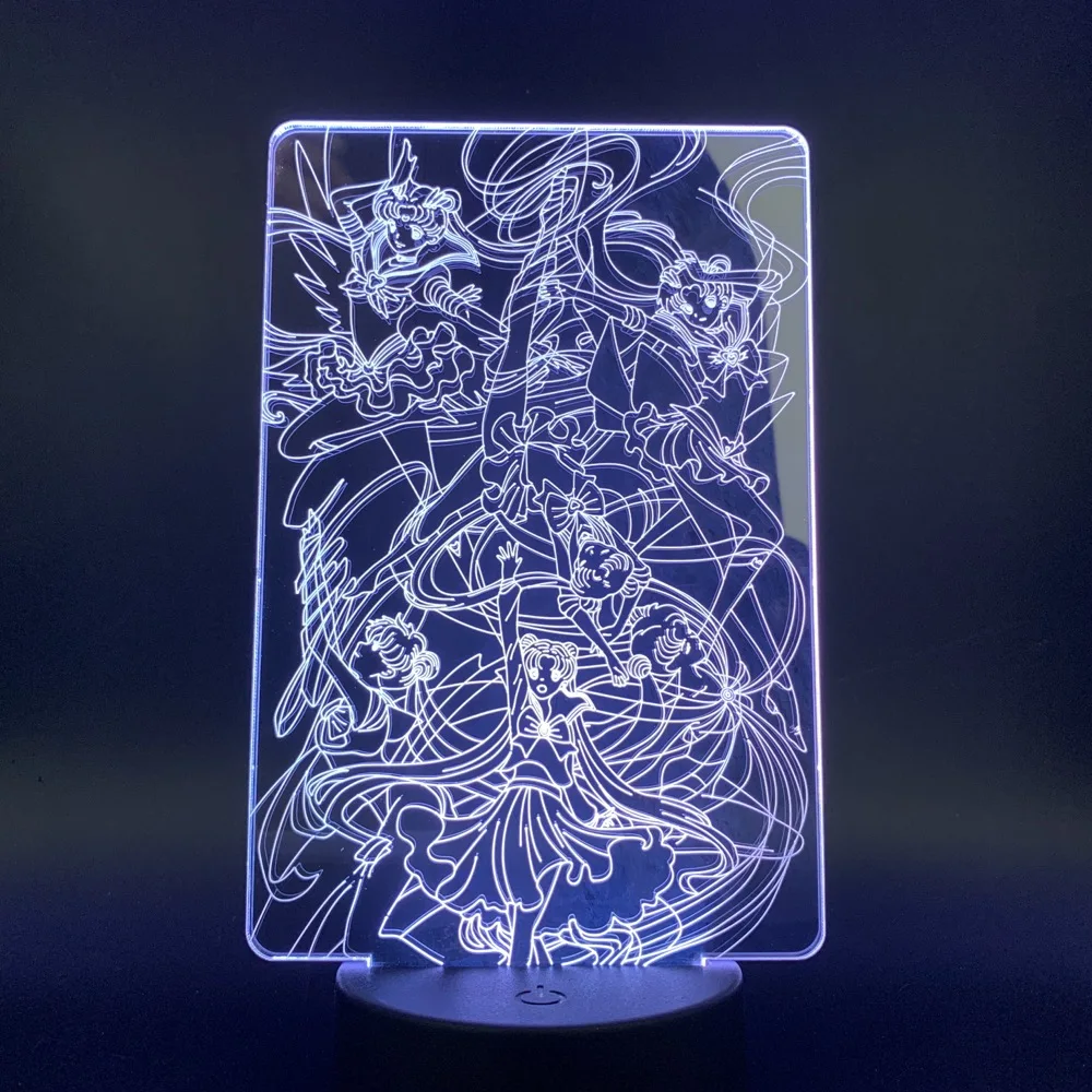 3d лампа Сейлор Мун светильник детской спальни сенсорный ночсветильник с USB