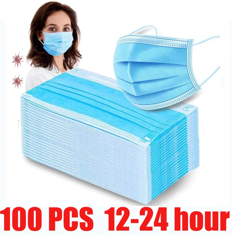 Горячая Распродажа 400 шт. трехслойная Нетканая маска со ртом для лица одноразовые