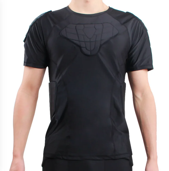 

Tight short-sleeved football anti-collision clothing basketball football chest guard waist shirt sports protective gear