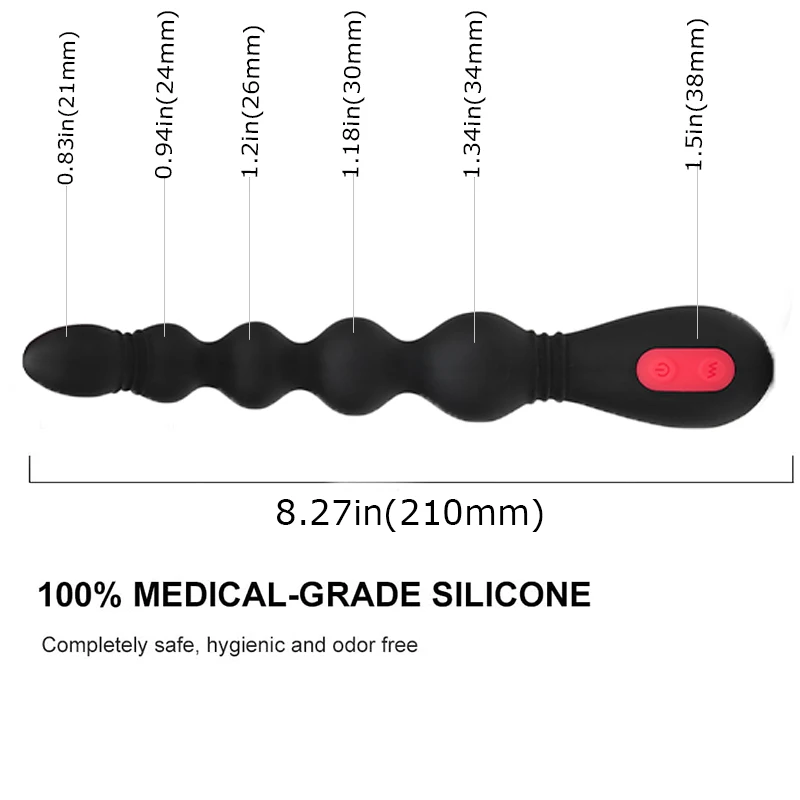 Вибрирующие анальные бусы Анальная пробка-Гибкая силиконовая 9 режимов вибрации