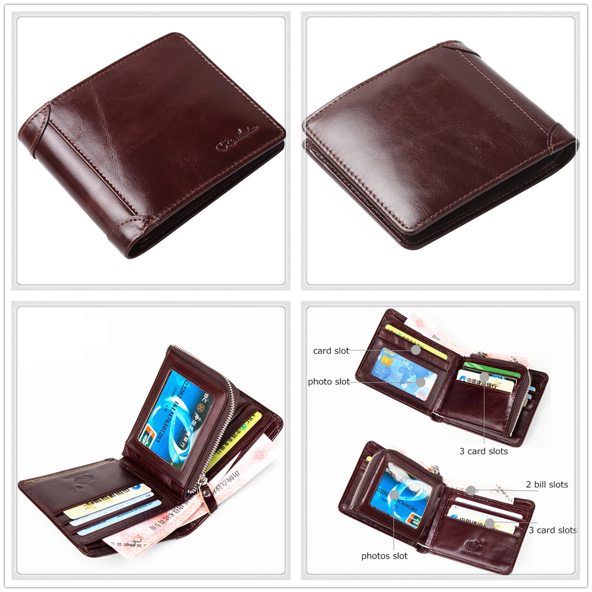 BISON джинсовый известный бренд Ретро винтажный кошелек из натуральной кожи