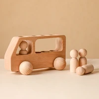 1pc wood car toys beech wood bus blocks montessori games educational montessori toys for children teething baby birthday gifts