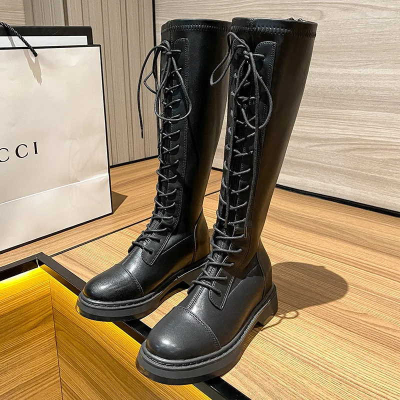 Длинные сапоги женская обувь до колена Новые облегающие высокие рыцарские
