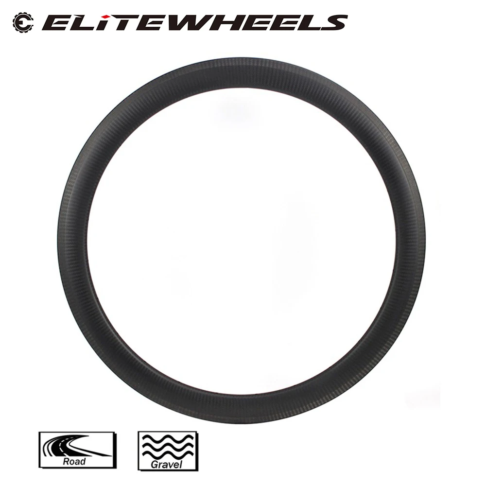 

ELITEWHEELS Road Bike Gravel Bike Carbon Rims 50mm Depth 29mm Width Disc Brake Clincher Tubeless Rims For 700c Cyclocross Wheels