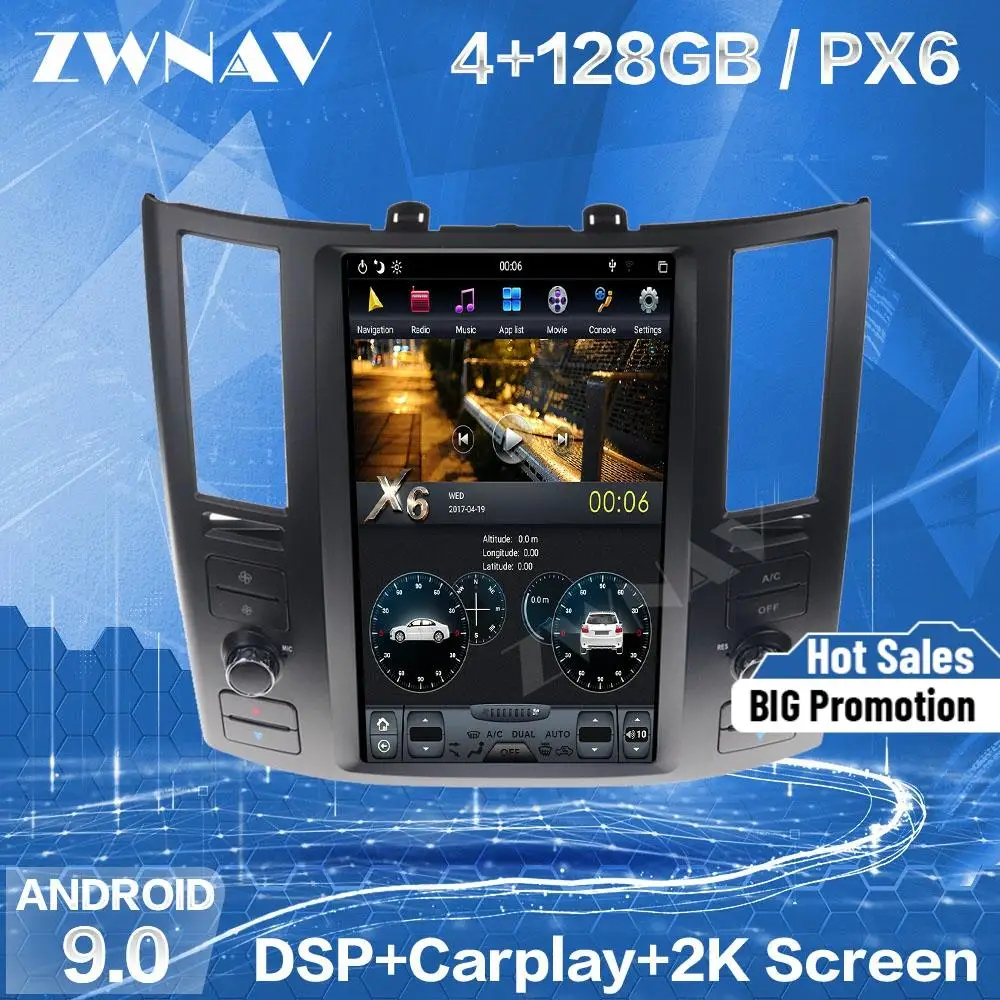128G Тесла экран Carplay для 2003 2004 2005 2006 2007 Infiniti FX FX25 FX35 FX37 Android DSP плеер аудио стерео