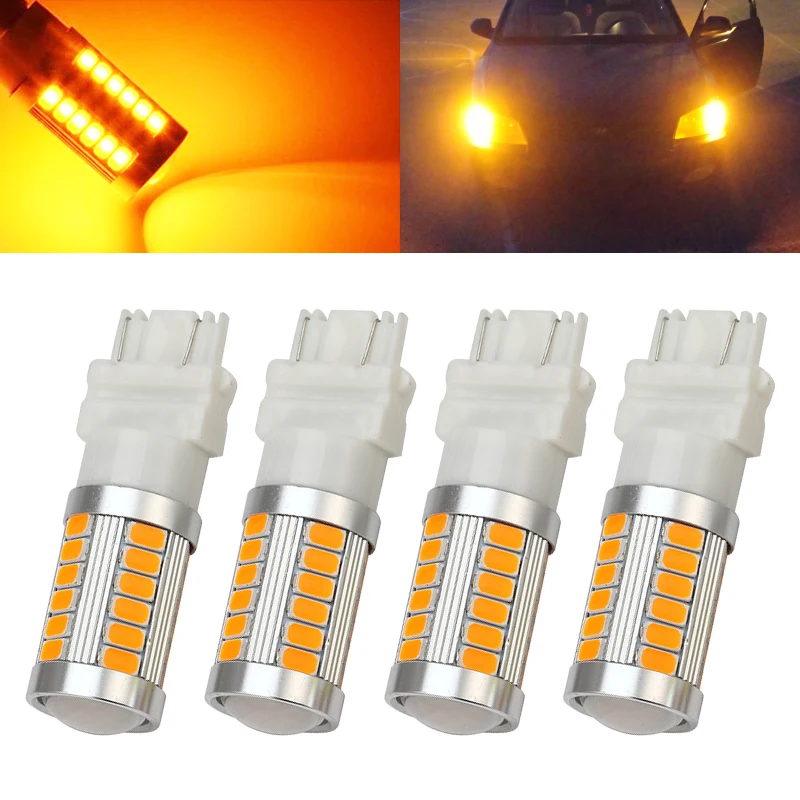 

4pcs Replace T25 3157 LED 33SMD 5630 Tail Brake Light 3156 3157 Led Turn Signal Light Lamps RED Yellow White 12V