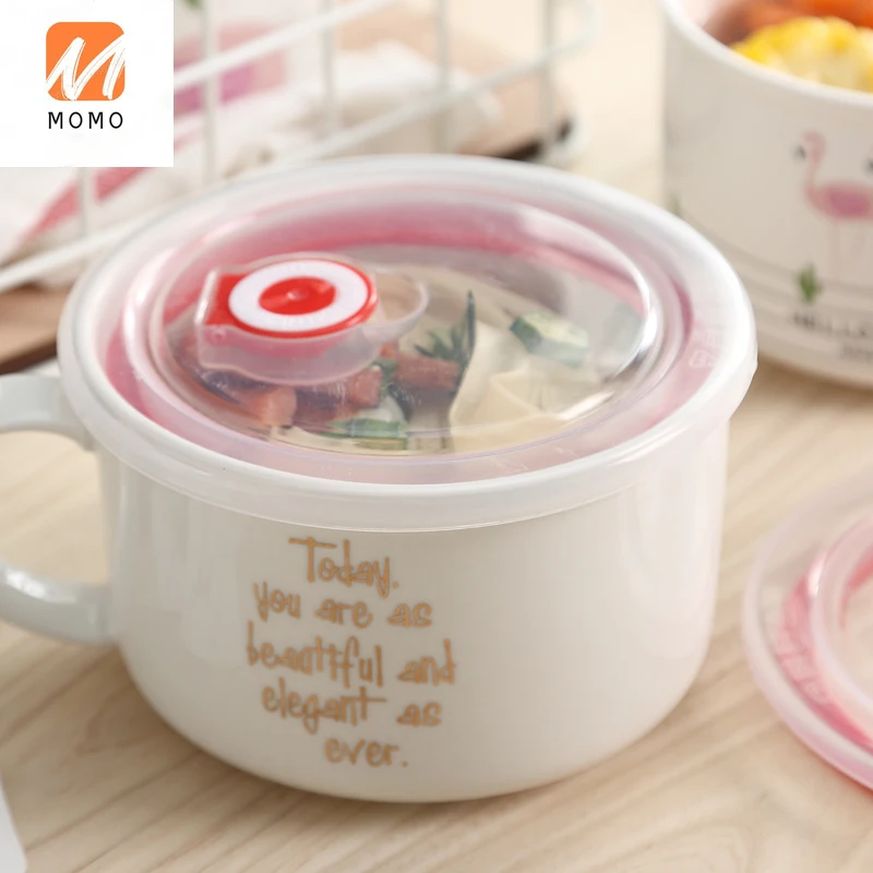 

Japanese Creative Ceramic tant Canteen Bowl with Lid Freshness Bowl Bento Lunch Box Soup Bowl tant Noodles Breakfast Bowl