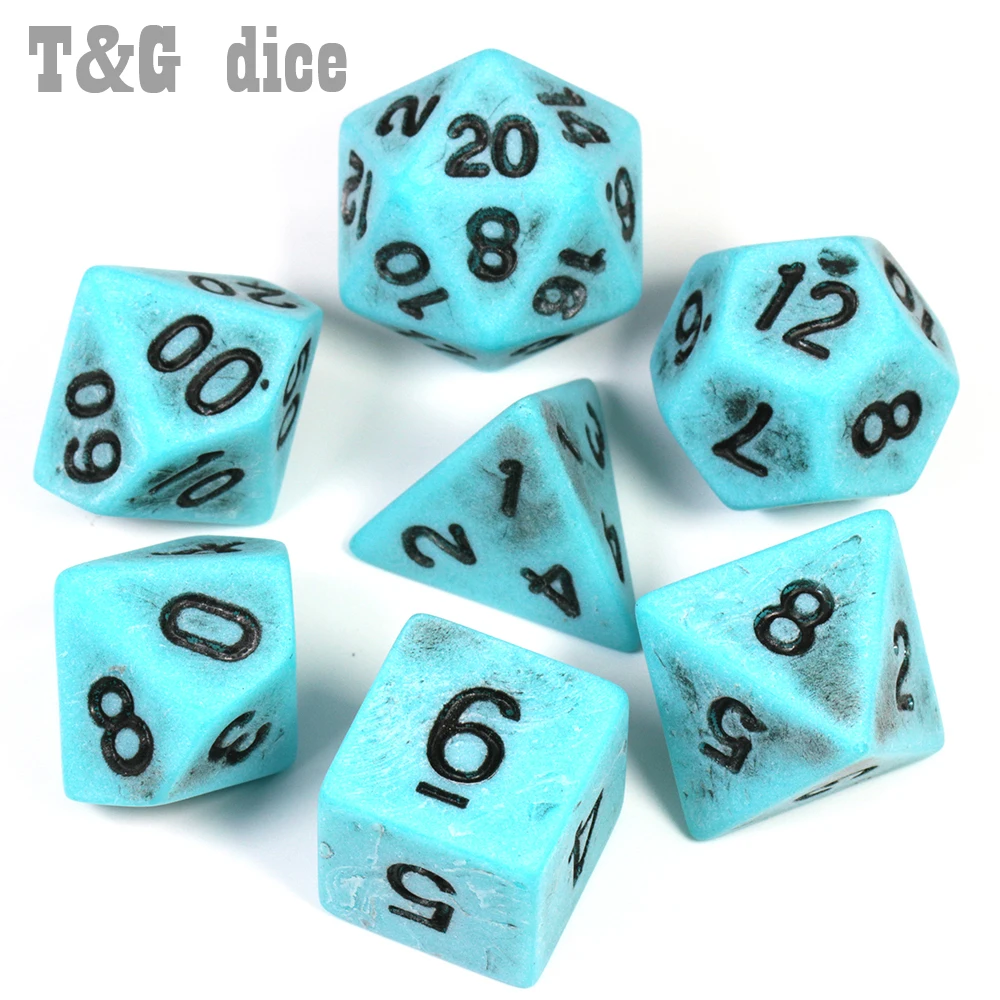 Ретро эффект игральные кости набор 7 шт./компл. + сумка многослойная TRPG Игры игры