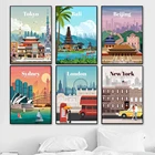 Плакат на холсте с изображением пейзажа города, Лондона, Нью-Йорка, Парижа, Токио