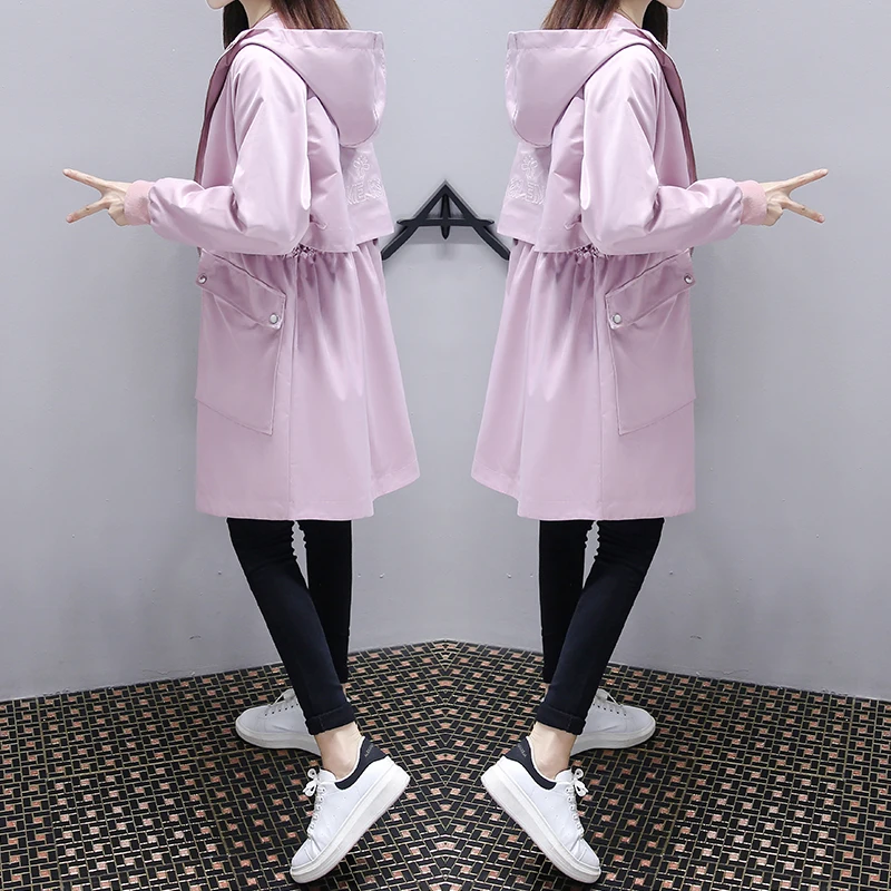 Модная ветровка женский длинный Тренч большого размера Meidum женское повседневное