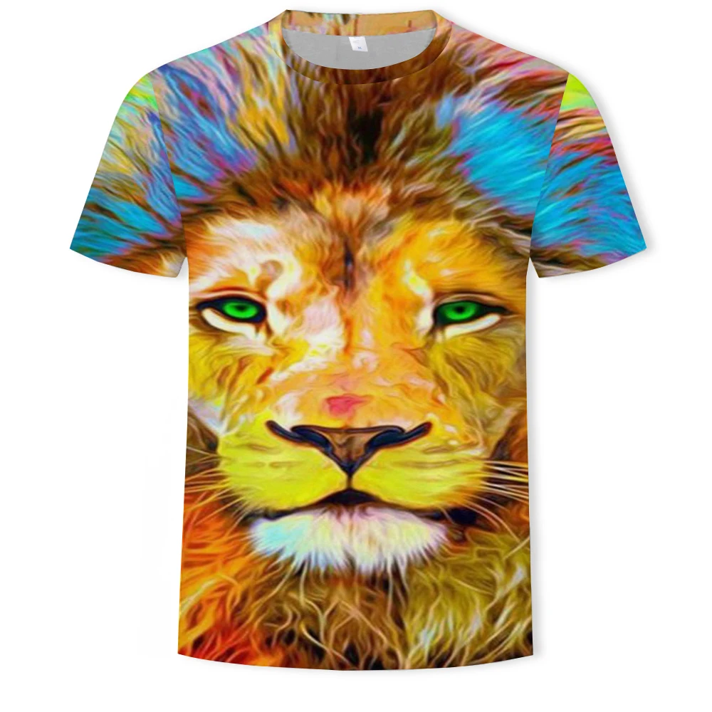 

Couple Black and White Lion 3D Printed T-shirt Cool Animal Pattern Fashion Summer Short Sleeve Top Men's T-shirt