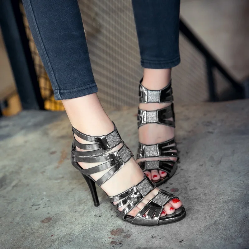 

Сандалии женские с открытым носком, босоножки на высоком каблуке, босоножки на молнии сзади, повседневная обувь в римском стиле, весна 2021