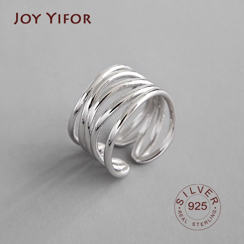 

925 Sterling Silver Open Ring Simple Finger Rings For Women Wide Face Drawing Ladies Ring Fashion Jewelry Wholesale