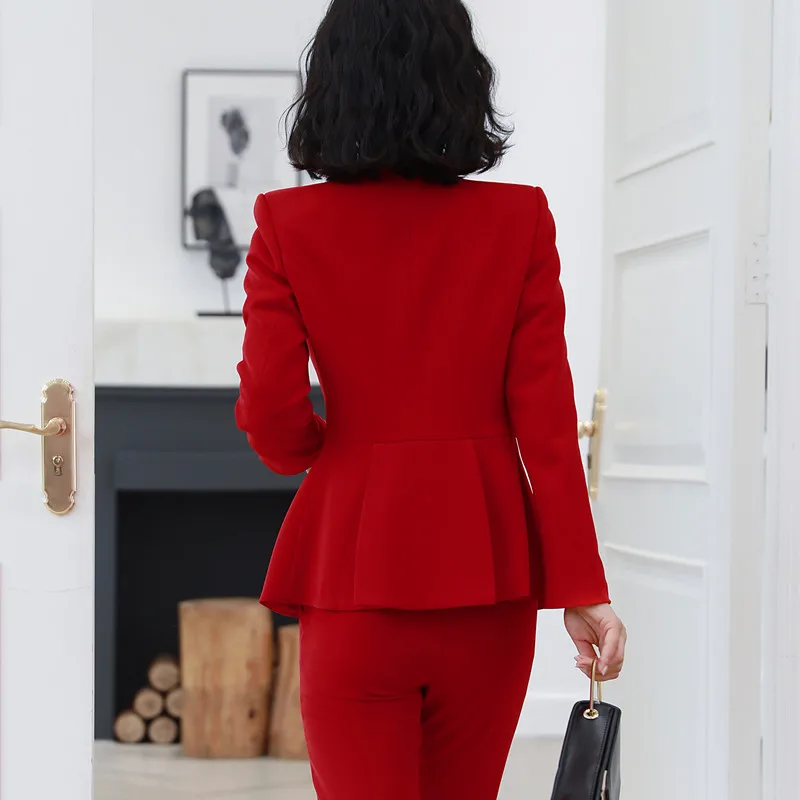 Профессиональный костюм со штанами для женщин Модный Новый строгий приталенный
