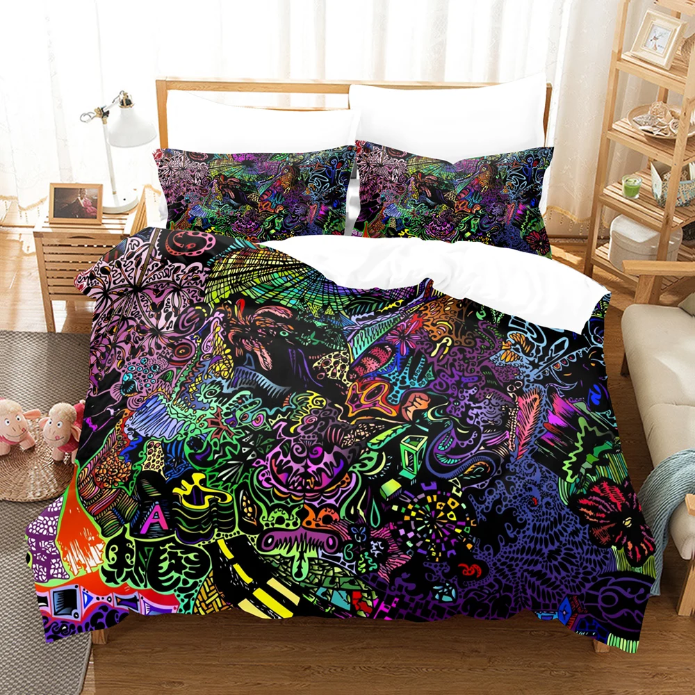 

3D Printed Color Distorted Time And Space Bedding Set For Boys Queen Comforter Duvet Cover Adults Kids Bed Linen