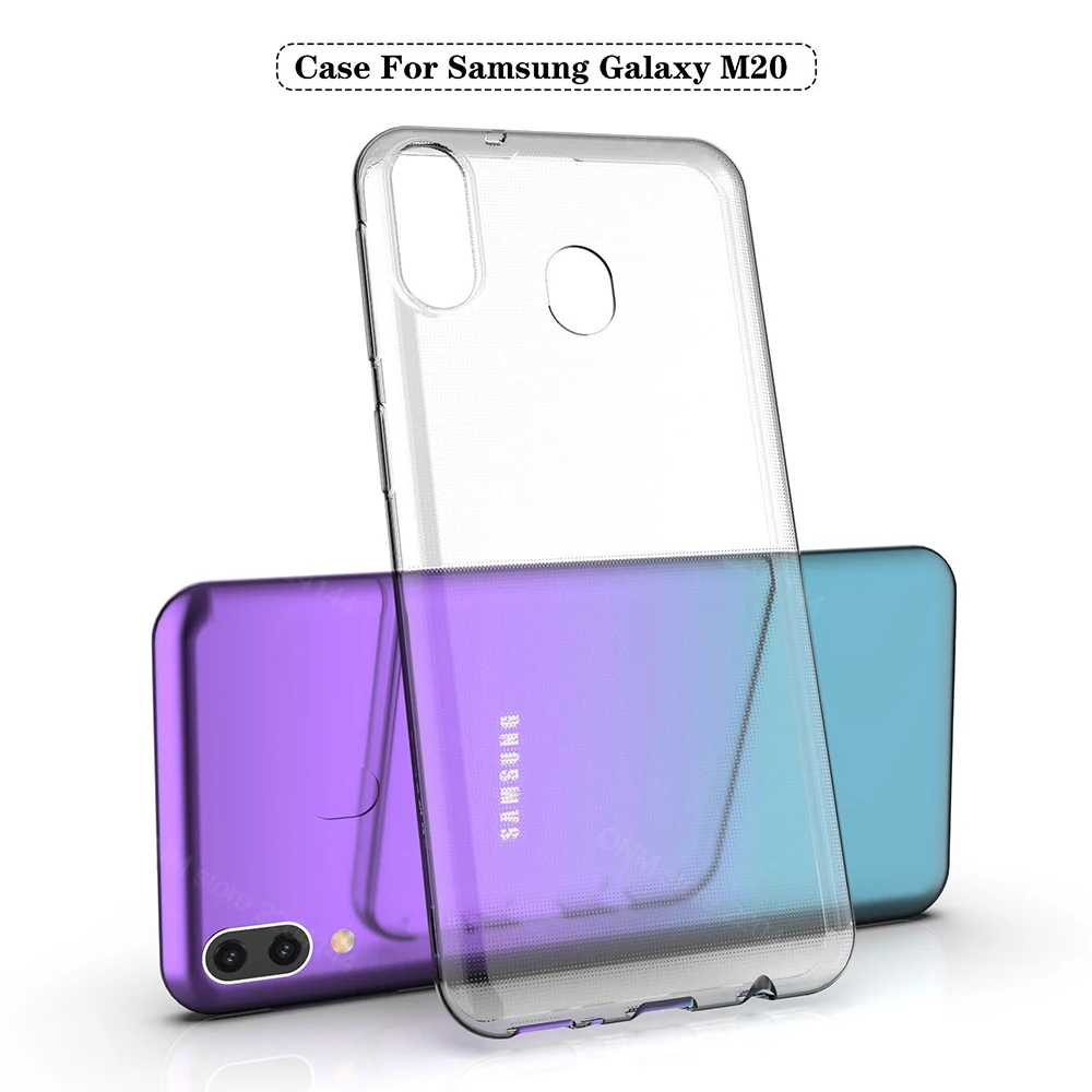 Чехол для Samsung Galaxy M20 TPU силиконовый прозрачный чехол Бампер Мягкий прозрачная