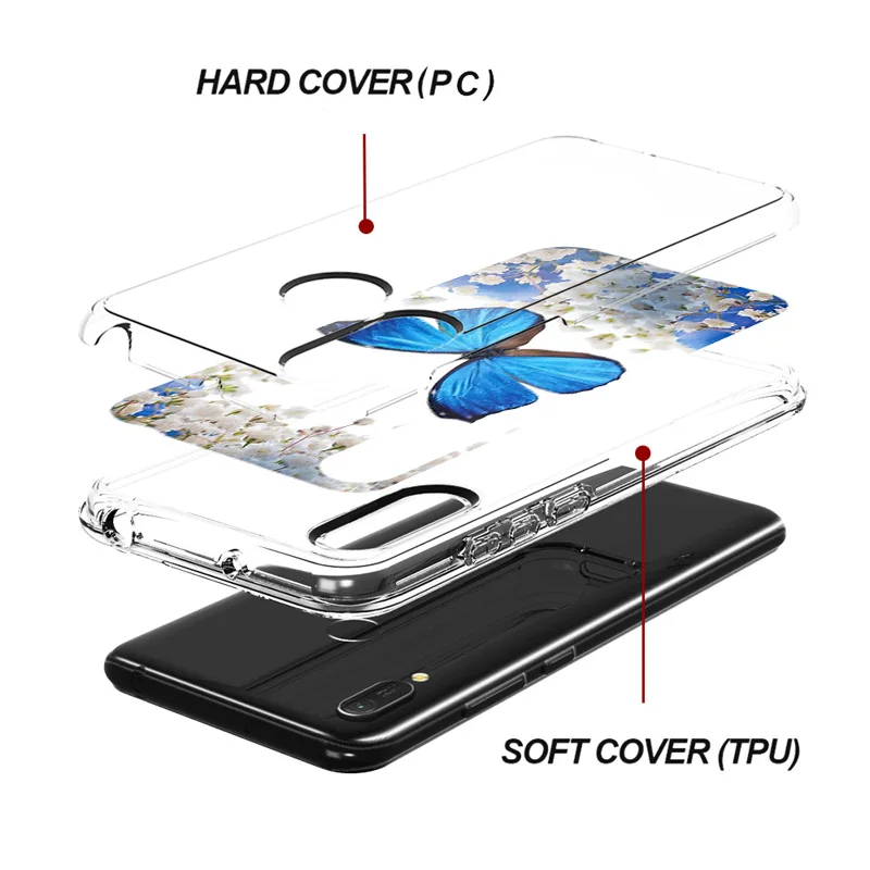 Butterfly Armor Case For Huawei Y6 Prime Y9 2019 Clear TPU Bumper Cover Y5 Pro Shockproof | Мобильные телефоны и