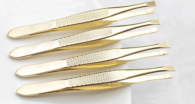 

2pcs eyebrow tweezers Slant flat tip Eyebrow Tweezer for moustache hair remover false Eyelashes clip Facial Face Nose Makeup