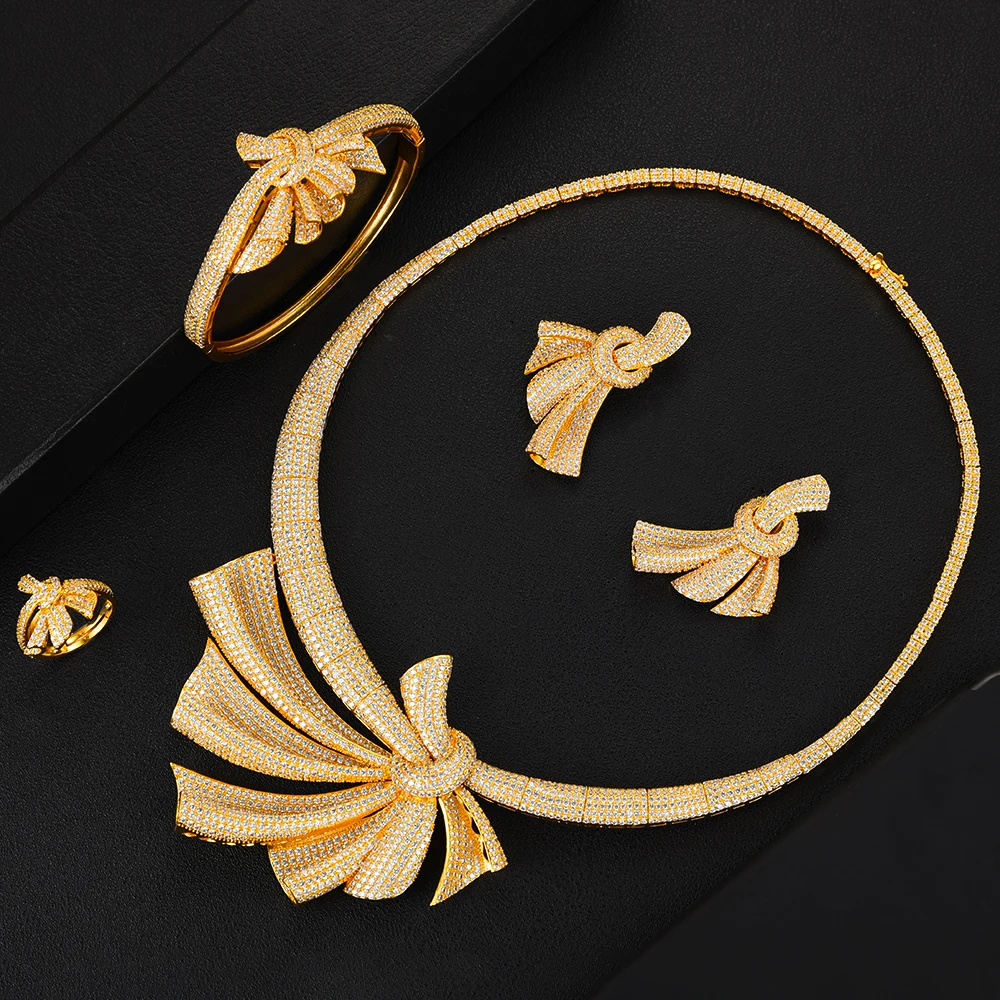 

GODKI Luxury Elegant 4PCS Jewelry Women Wedding Cubic Zirconia Necklace Earring Bangle Ring Dubai Jewelry Set Jewellery Addict
