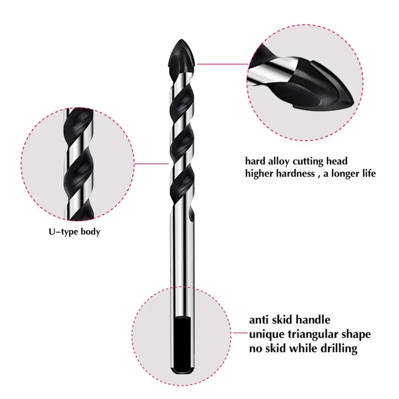 Новинка 10 шт. многофункциональные черные треугольные сверла с ручкой мрамор
