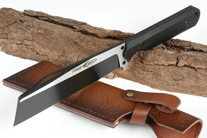 Волк с фиксированным лезвием Прямой нож 9Cr18 титана отделка Танто лезвие ЧПУ