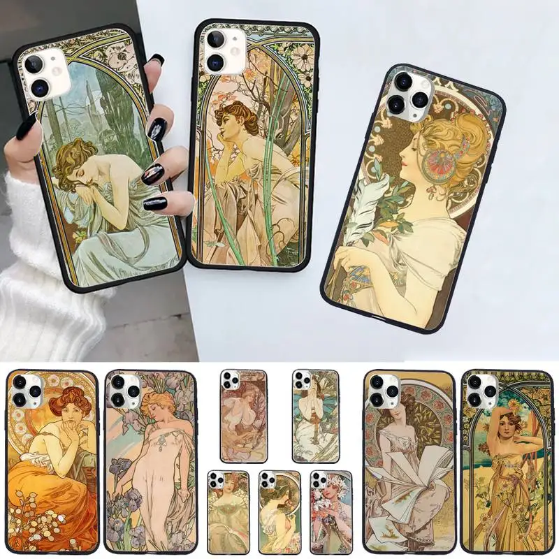 

Art Poster Alphonse Mucha Painted Phone Case for iPhone 11 12 mini pro XS MAX 8 7 6 6S Plus X 5S SE 2020 XR shell