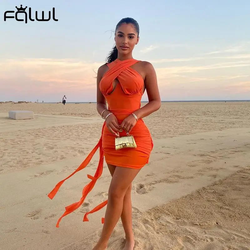 

FQLWL весенние белые сексуальные платья для вечевечерние для женщин 2021 облегающее платье без рукавов с V-образным вырезом женское Клубное одн...