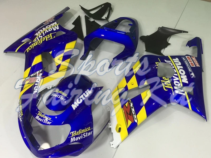 Пластиковые обтекатели для GSXR 600 750 1000 2000 2003 K1 2 синий желтый GSX R600 R750 R1000 2002 набор