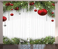 christmas curtains noel time backdrop with fir pine leaves celebration ball classic religious design window drapes