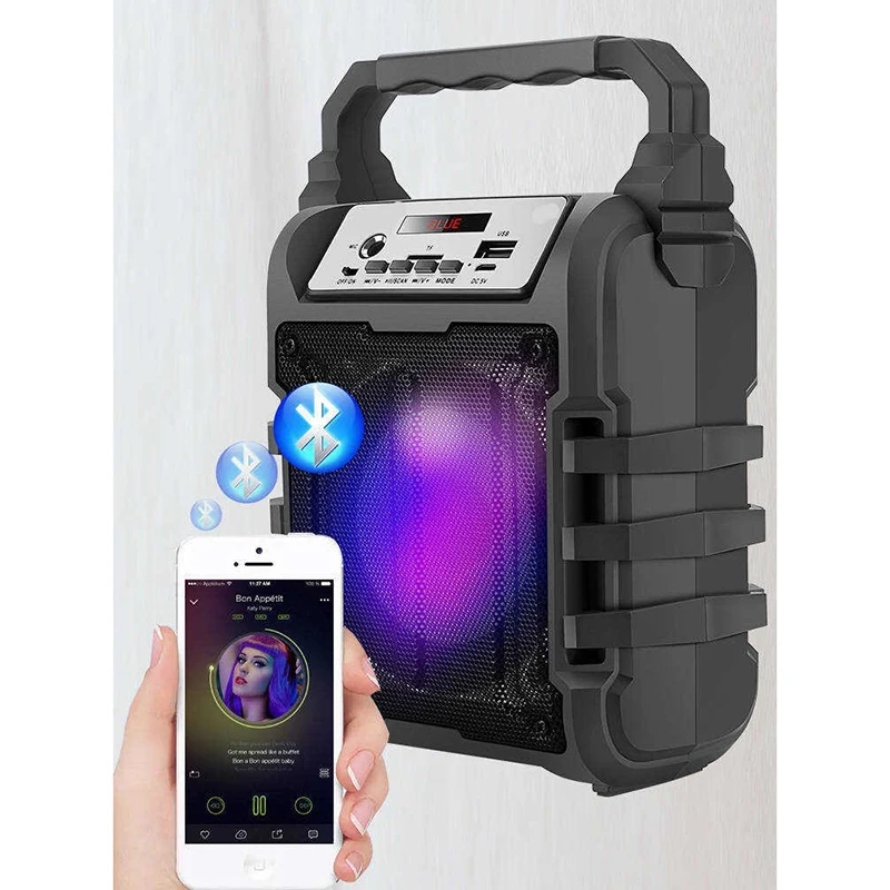 Portable Bluetooth Speaker Rechargeable Wireless Loudspeaker Sound System 5W Stereo with Karaoke Microphone FM Outdoor Party Spe |