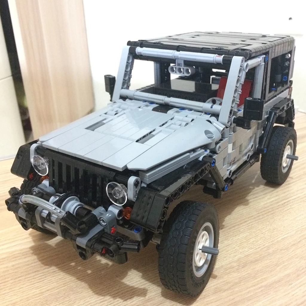

NEW MOC 8863 Jeep Wrangler Adventurer LED RC Motor Power Function fit Technic Building Block bricks Vehicle Cars kid Toy Gft