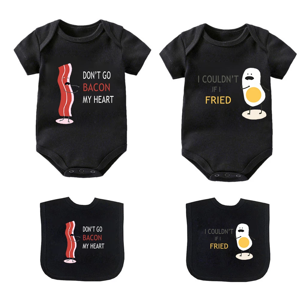 

YSCULBUTOL Baby Twin Bodysuit Perfect Together Twin Best Friend Bacon Eggs Twins Set Double Baby Twin Cute