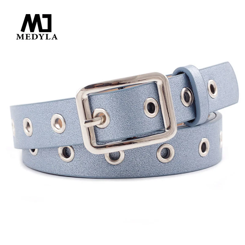 Medyla, дизайнерский, известный бренд, кожа, высокое качество, ремень, модный, сплав, серебро, квадратная пряжка, ремень, полные отверстия, шорты для студентов, ремень