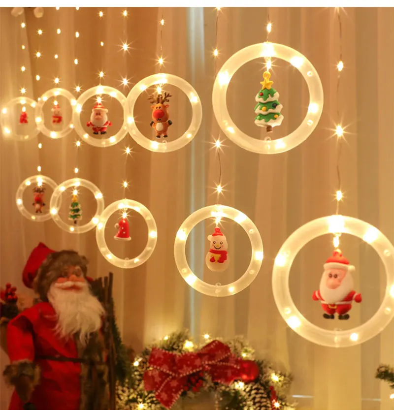 

Рождественское украшение 2022, Новогодняя гирлянда светодиодный ная Гирлянда-занавеска, сказочные гирлянды, праздничные огни, Санта-Клаус и ...
