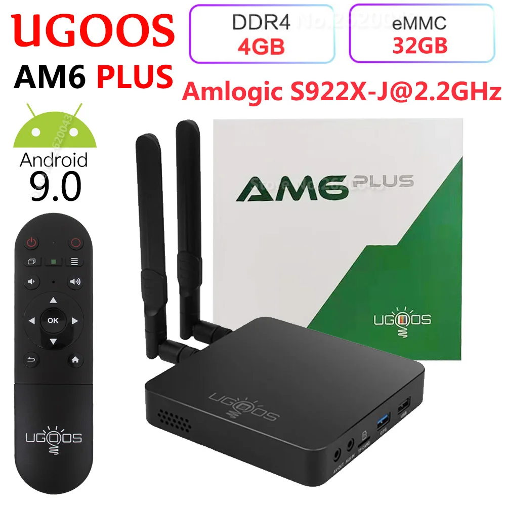 ТВ приставка UGOOS AM6 Plus оригинальная с процессором Amlogic Android 9 2 ГГц Wi Fi 1000 м LAN Bluetooth 5 0