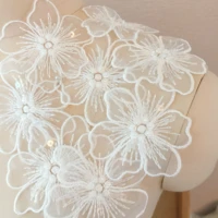 100 pieces off white 3d sequin lace applique flower patch motif veil bodice flower girl diy craft supply