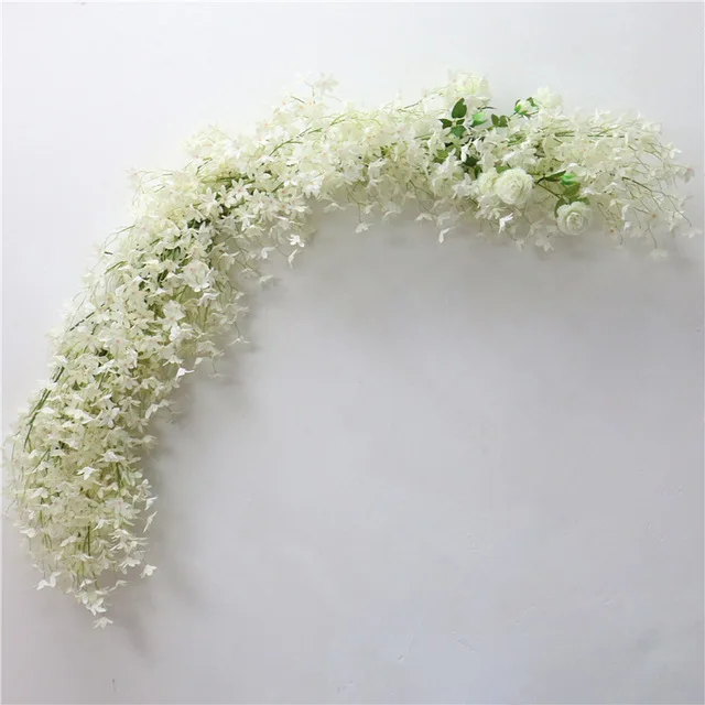 2m flower white Свадебная АРКА, круглый из кованого железа, кольцо, арка, искусственный цветок, Декор, день рождения, вечеринка, праздник, свадебный реквизит, Цветочная стойка, полка - Цвет: 2m flower white
