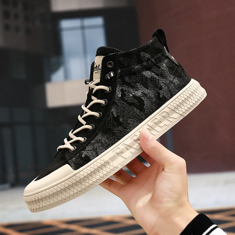 

Genuine Leather Shoes Men Camouflage High Top Sneakers for Men Footwear Walking Shoes Designer Trainers Zapato Cuero Hombre