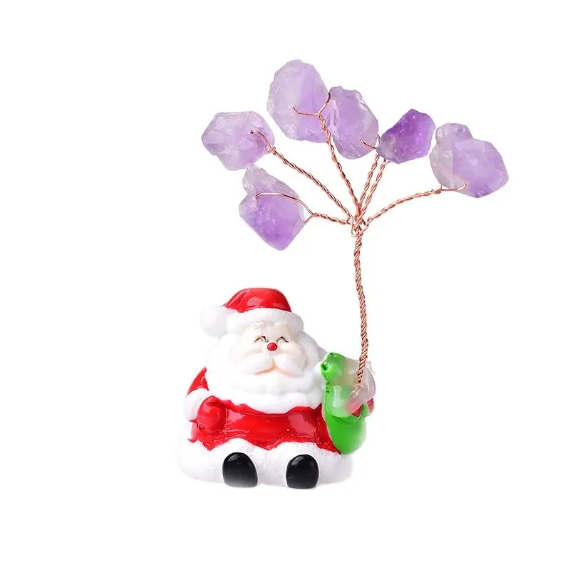 

1 шт. Санта Клаус натуральный аметист Счастливое дерево камень, реики минеральная дома украшения ручной работы, рождественские украшения в ...