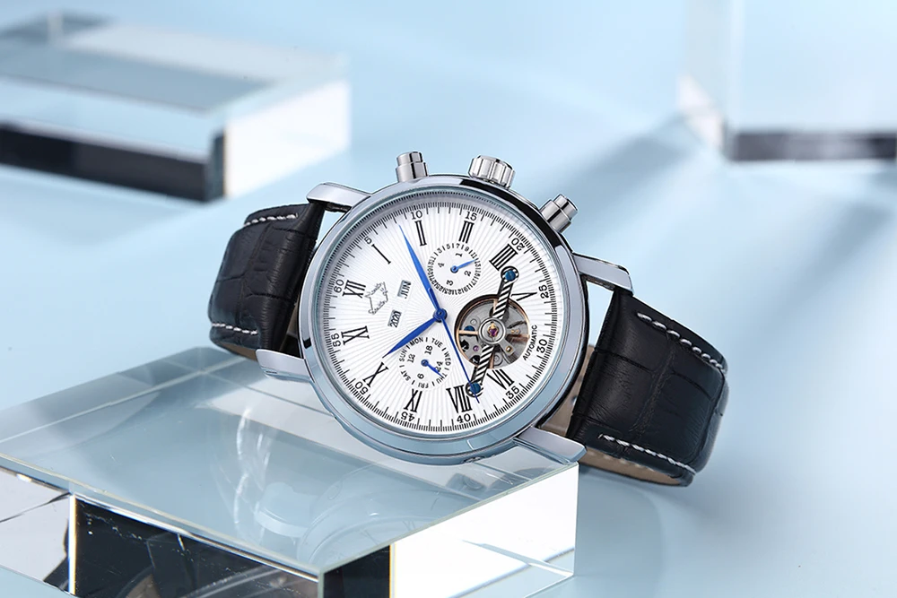 Механические Мужские часы JARAGAR с полным календарем и турбийоном Роскошные