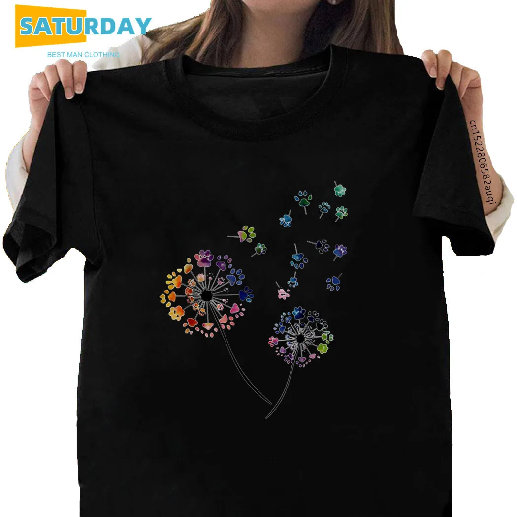 

Women Color Dandelion Cotton Black Tshirt Girl Short Sleeve T Shirt Soft 90S Harajuku Female Tshirt,Drop Ship