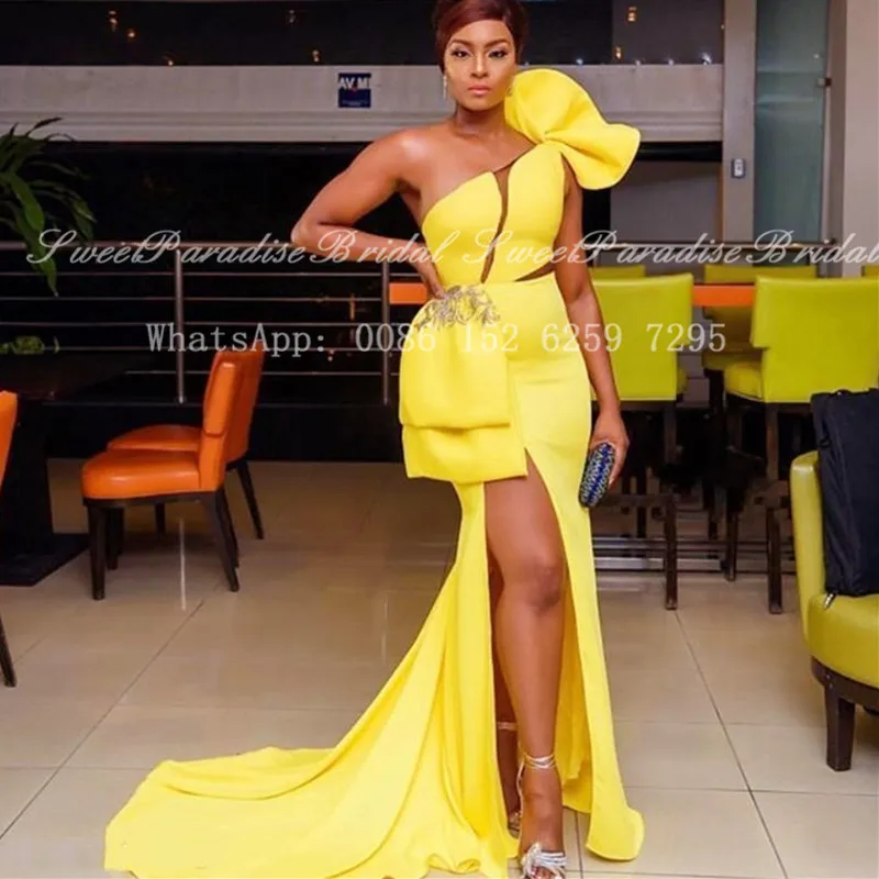 

Женское вечернее платье-русалка, длинное золотистое желтое платье с высоким разрезом, 2021